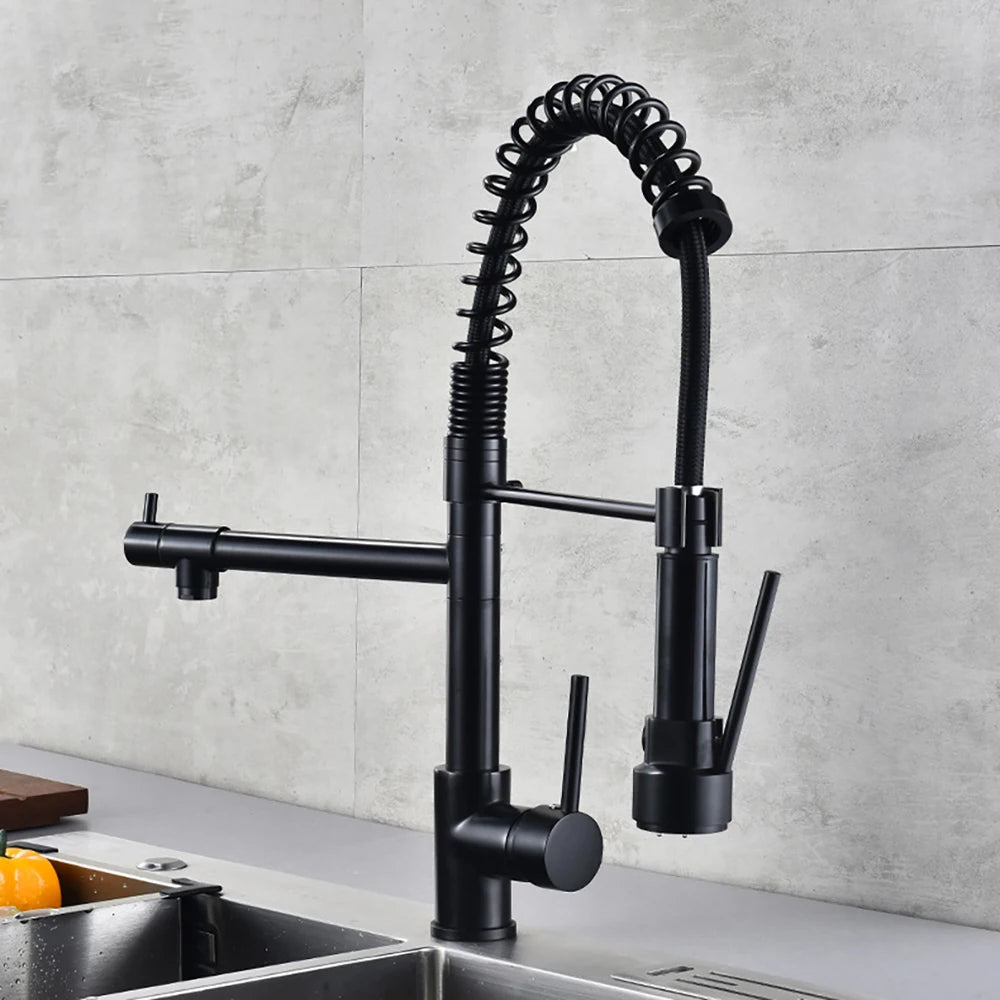 DQOK Spring Pull Down Kitchen Faucet With Dual Spout