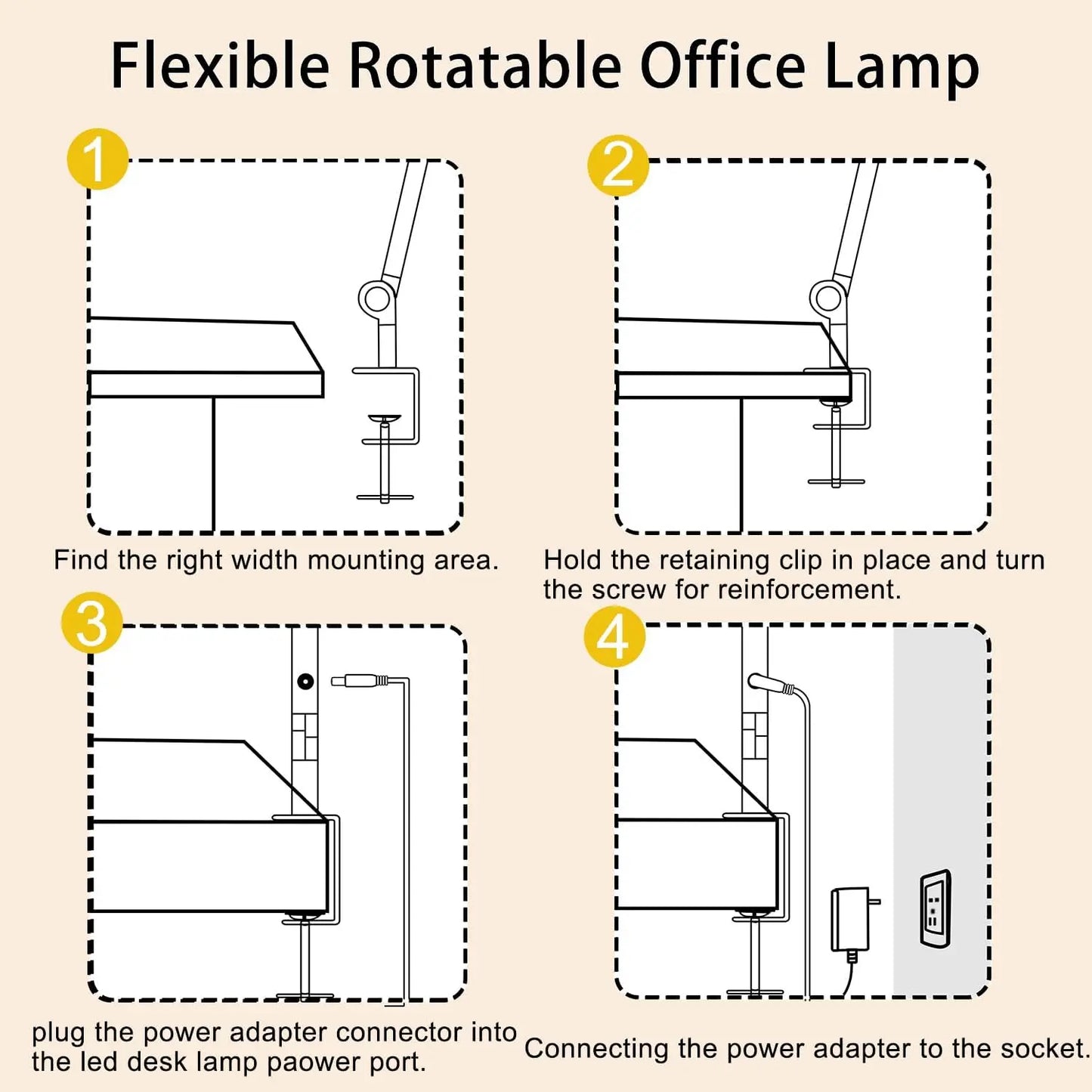 LED Desk Lamp With Clamp Swing Arm Four Color Modes