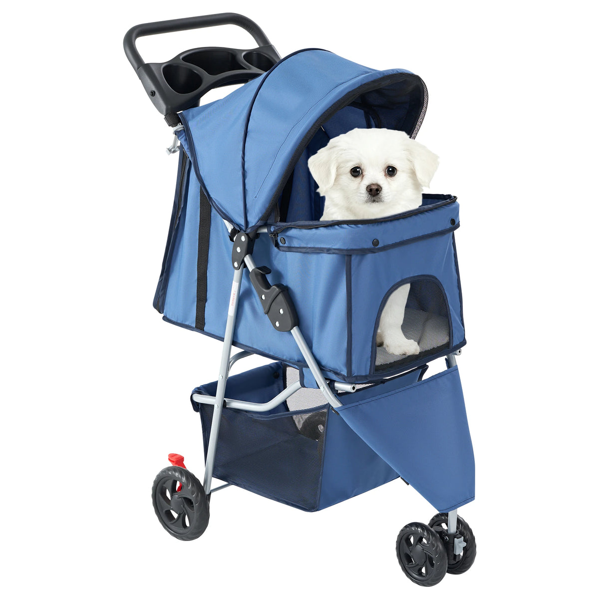DUMOS Three Wheel Foldable Pet Stroller With Mesh Windows