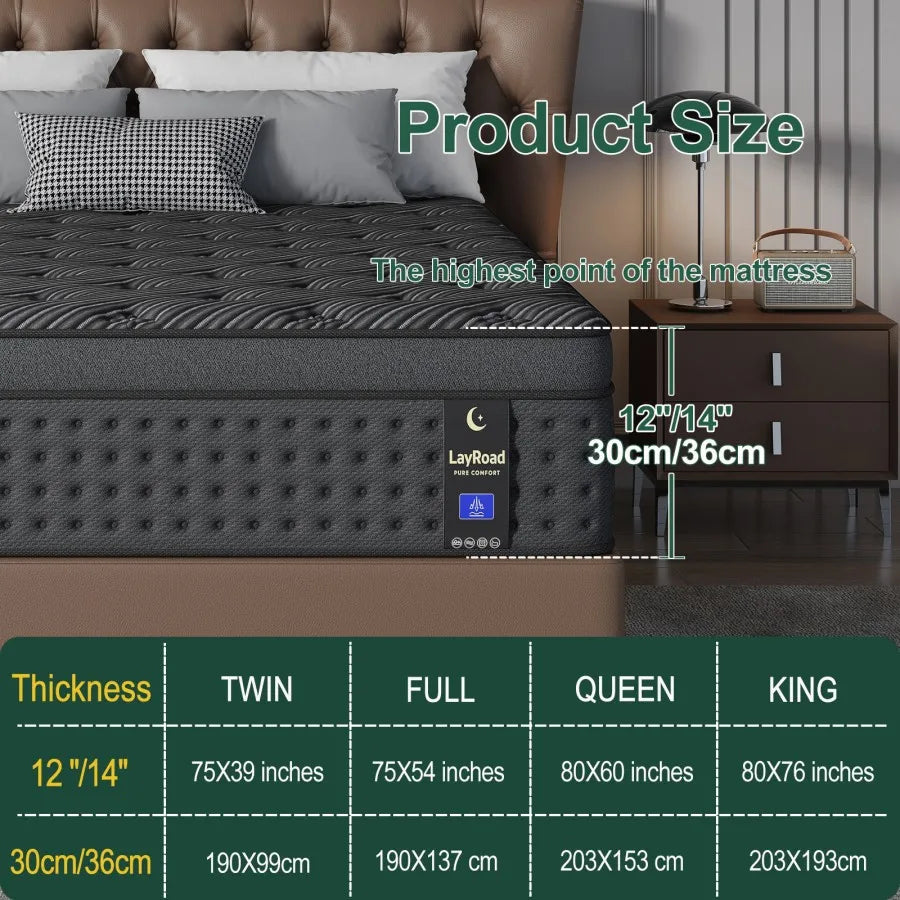 LayRoad Memory Foam Pocket Spring Boxed Mattress Medium Firm