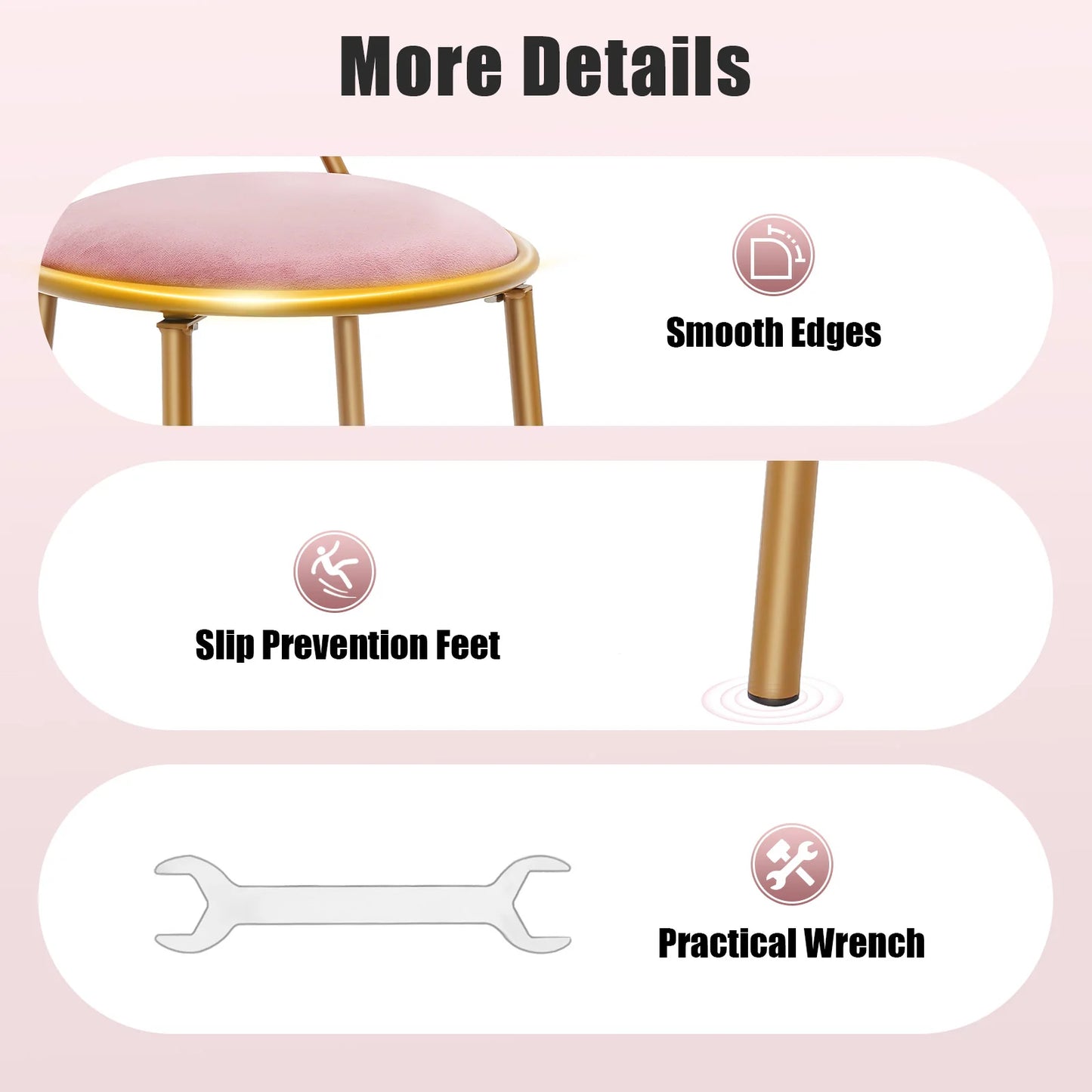 Bymaocar Butterfly Backrest Chair Metal Vanity Stool For Living Room