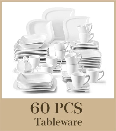 MALACASA Porcelain Dinner Set With Cups And Saucers 30 Or 60 Pieces