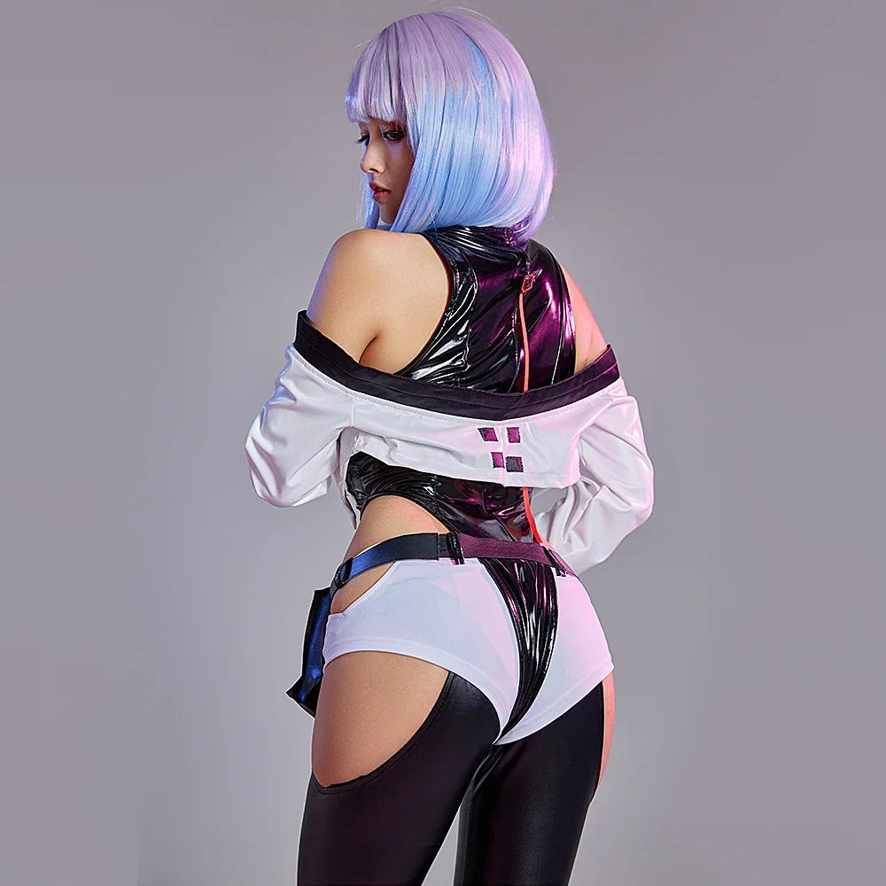 Miccostumes Women's Anime Cosplay PU Leather Bodysuit Costume Set