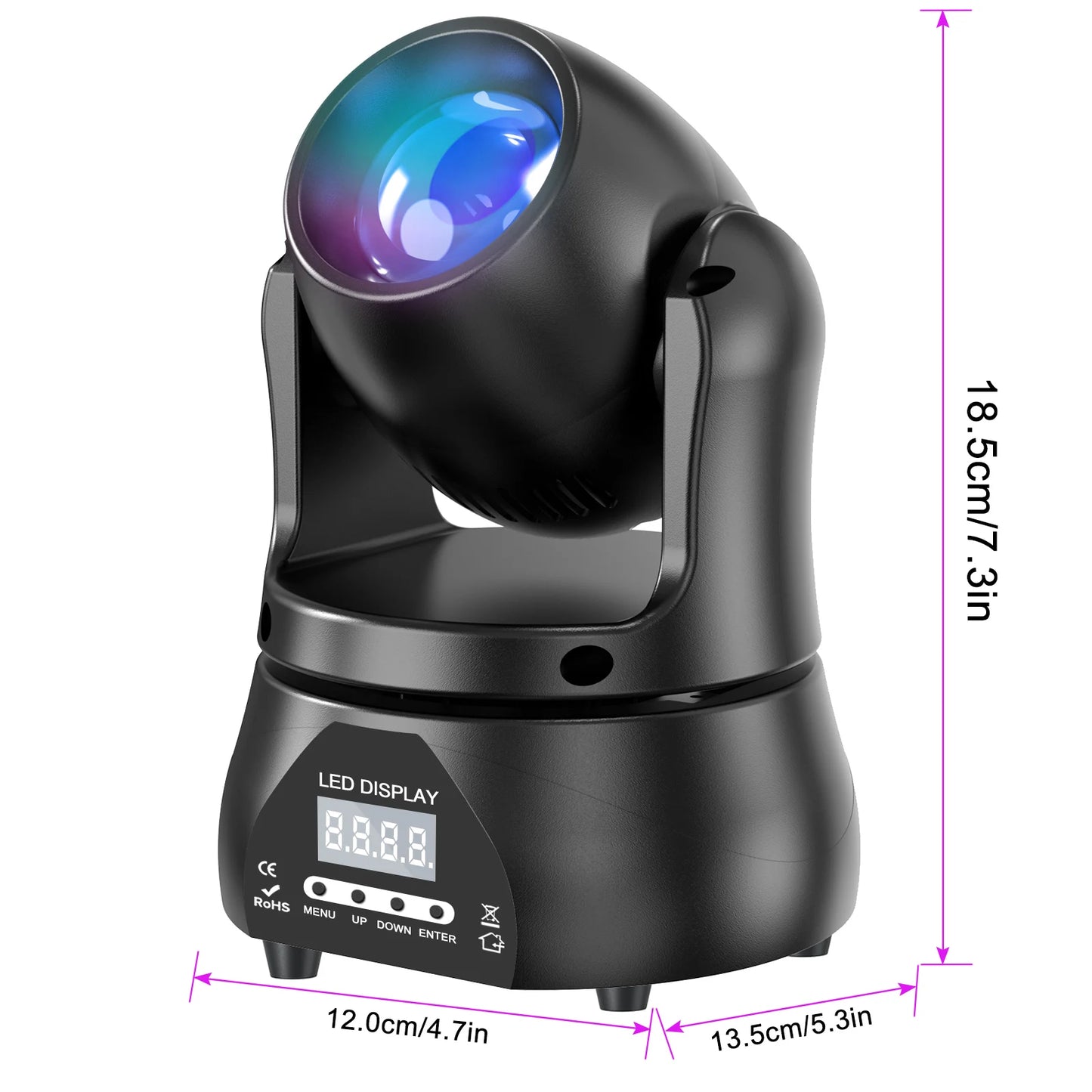 Fieryzeal Mini 40W RGBW Beam Moving Head Light DMX Stage