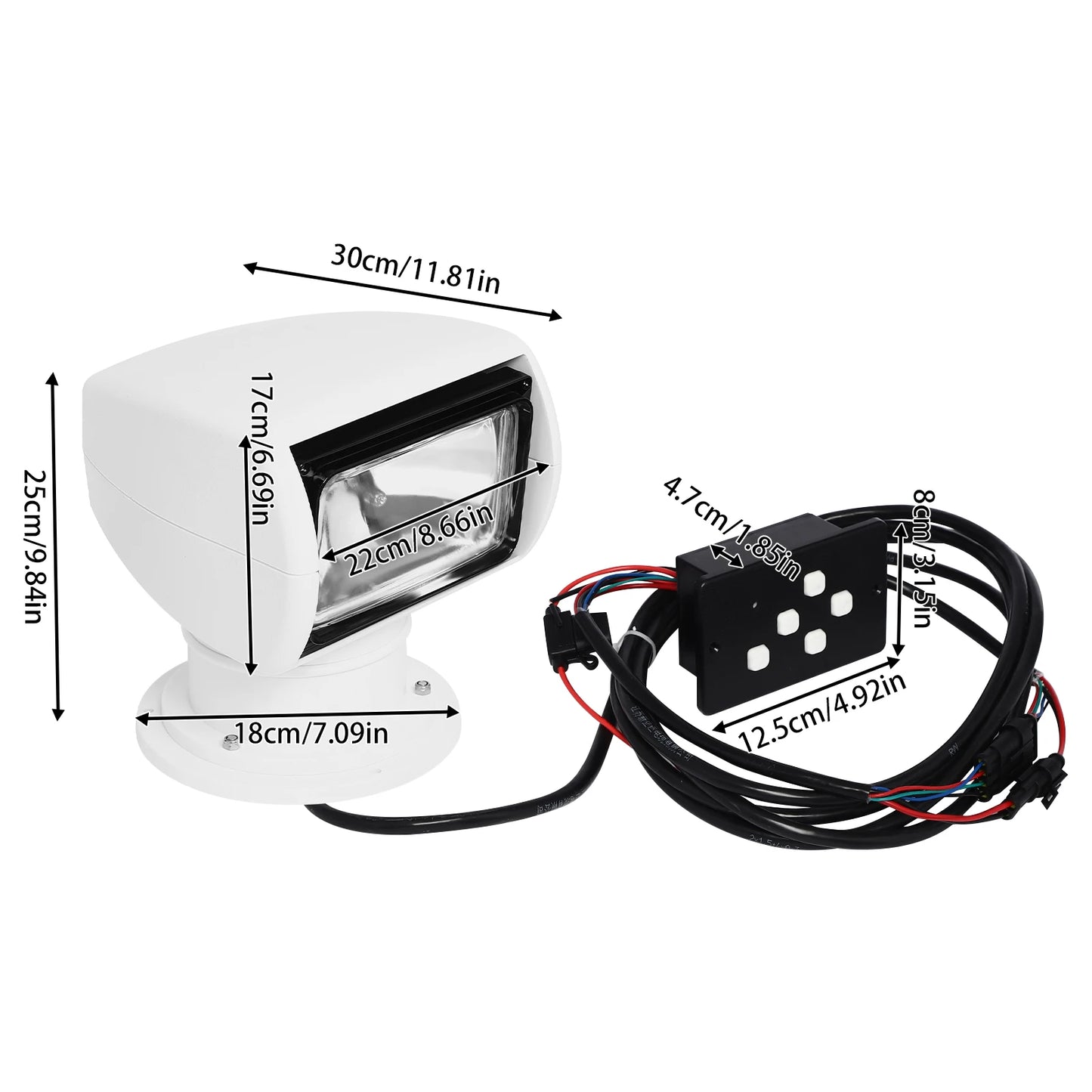 100W Marine Searchlight Remote Control 12V Halogen Boat Spotlight