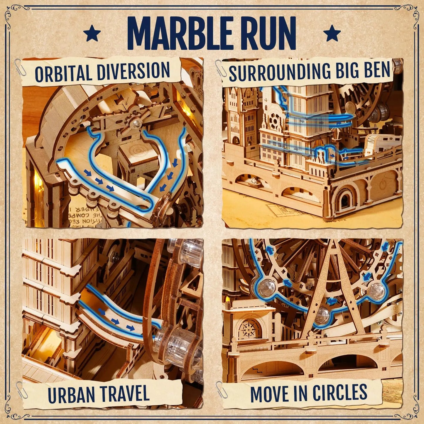 Robotime Rokr Marble Travel London 3D Marble Run Wooden Puzzle