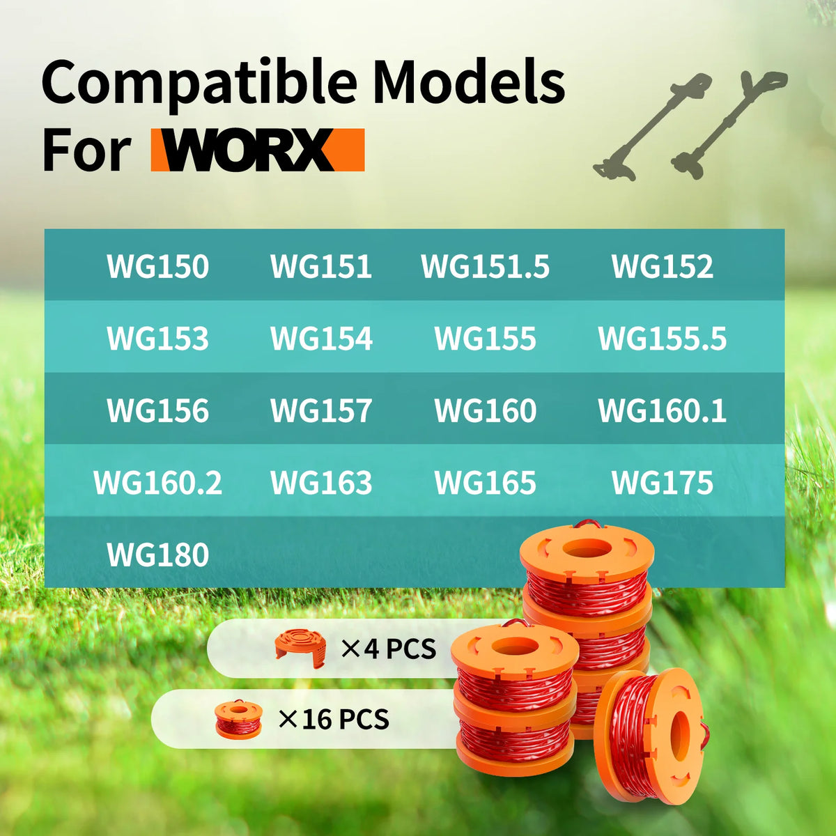 Replacement Trimmer Spool Line Compatible With Worx String Trimmers