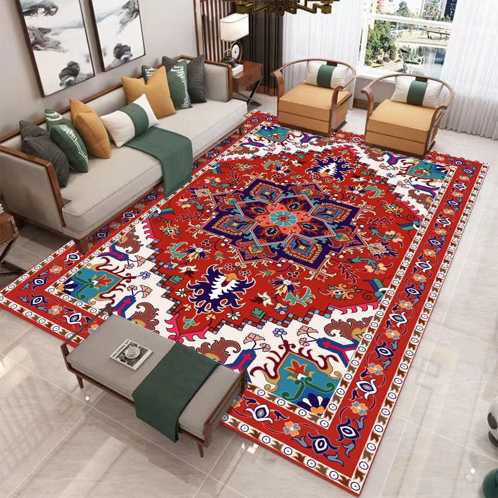 European Retro Large Living Room Carpet Geometric Non Slip Rug