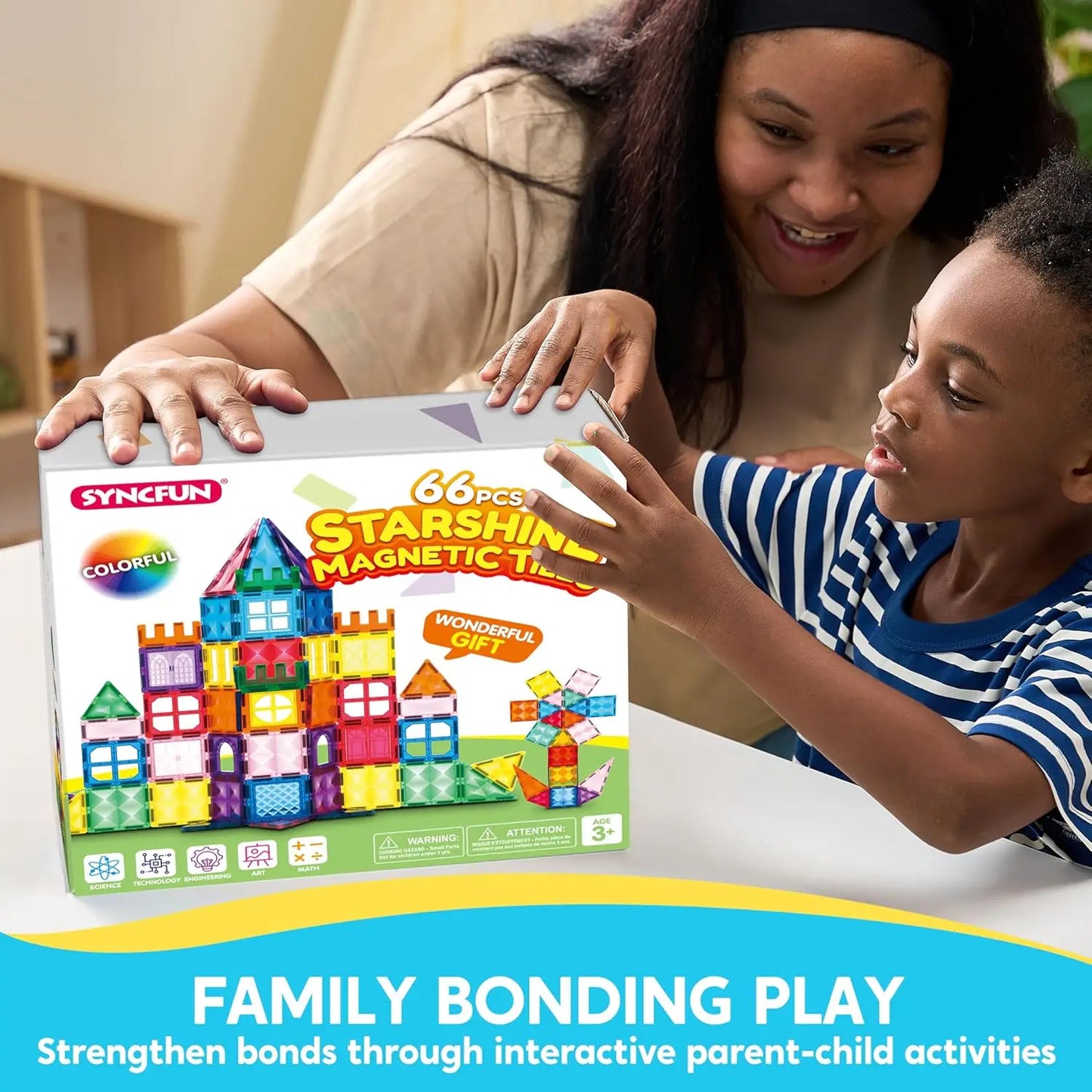 Joyfy 66 Piece Magnetic Building Tiles STEM Toy For Kids