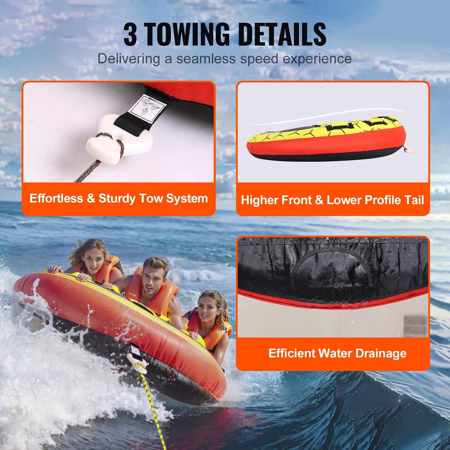 SucceBuy Inflatable Towable Boat Tube For Water Sports