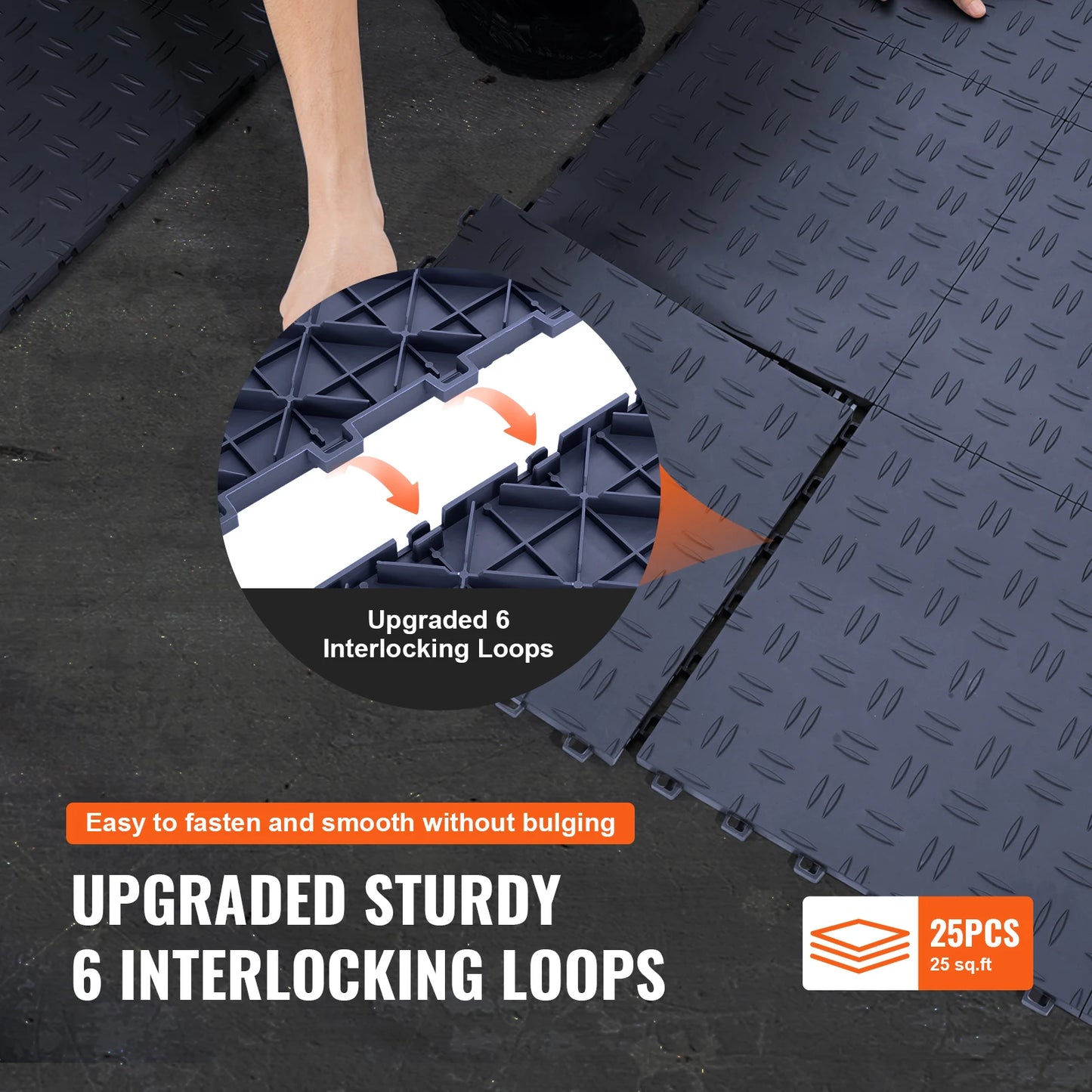 Interlocking Garage Floor Tiles Pack Non Slip Double Sided Texture