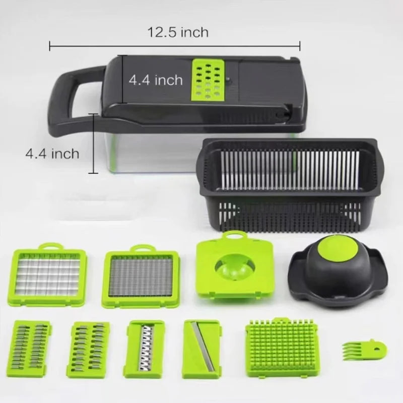 Bamboo And Stainless Steel Vegetable Cutter With Spare Blades