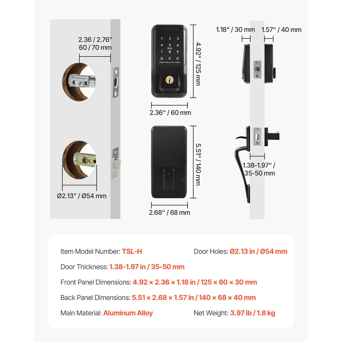 Keyless Entry Touchpad Door Lock Set With Ic Card Access