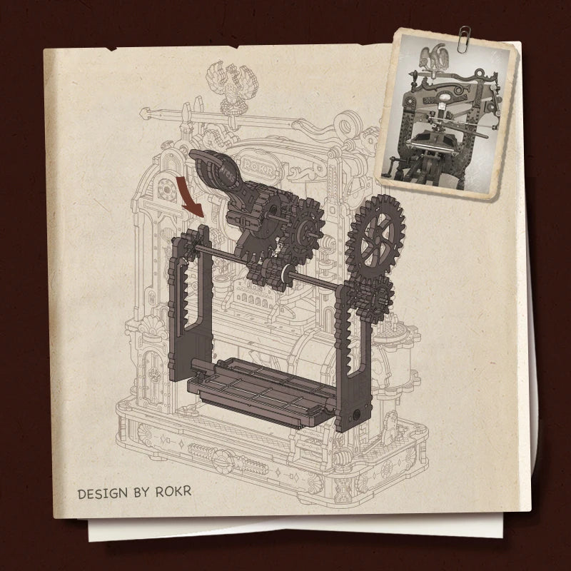 Robotime Rokr Printing Press 3D LED Puzzle Kit LK602