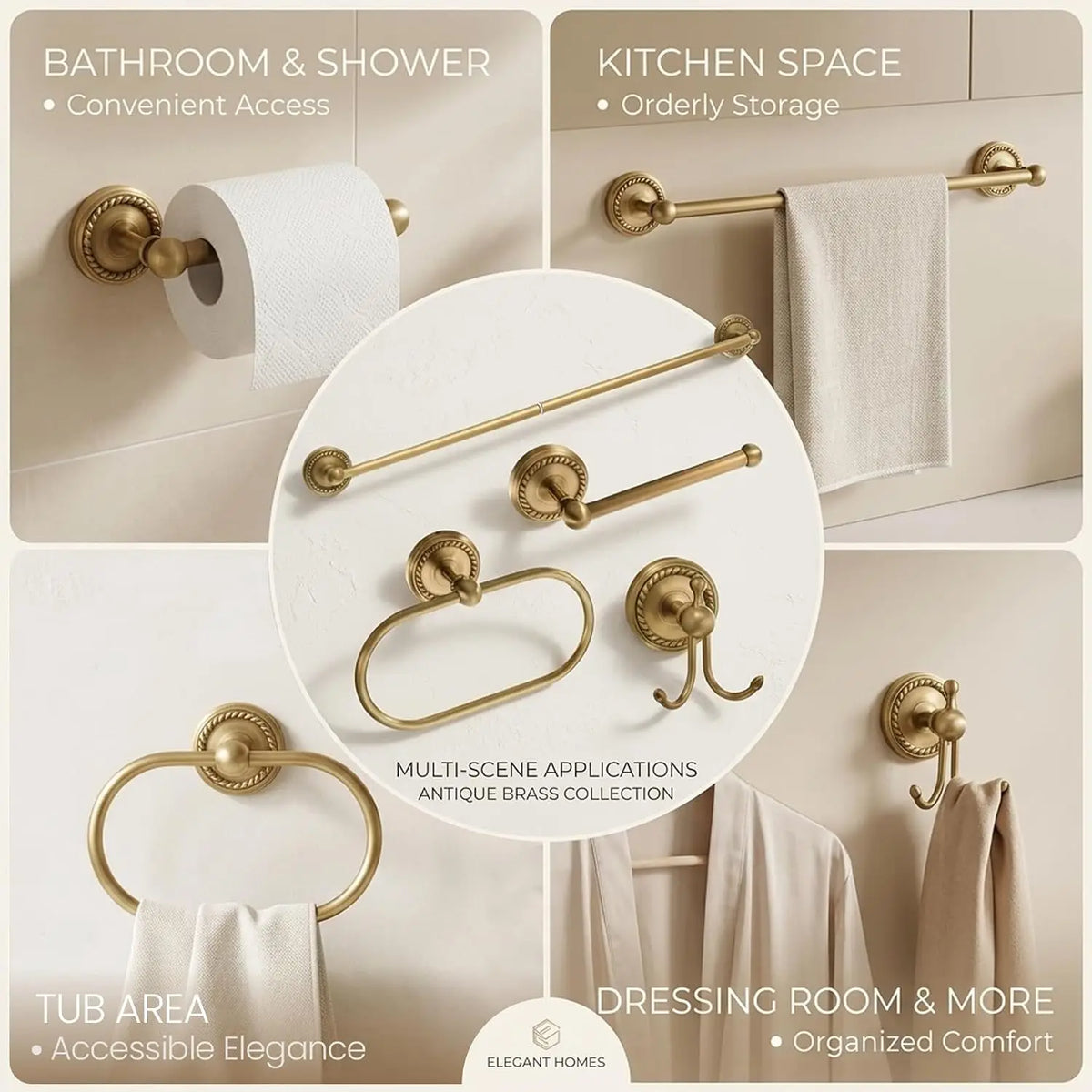 Vintage Four Piece Wall Mount Bathroom Hardware Accessories Set