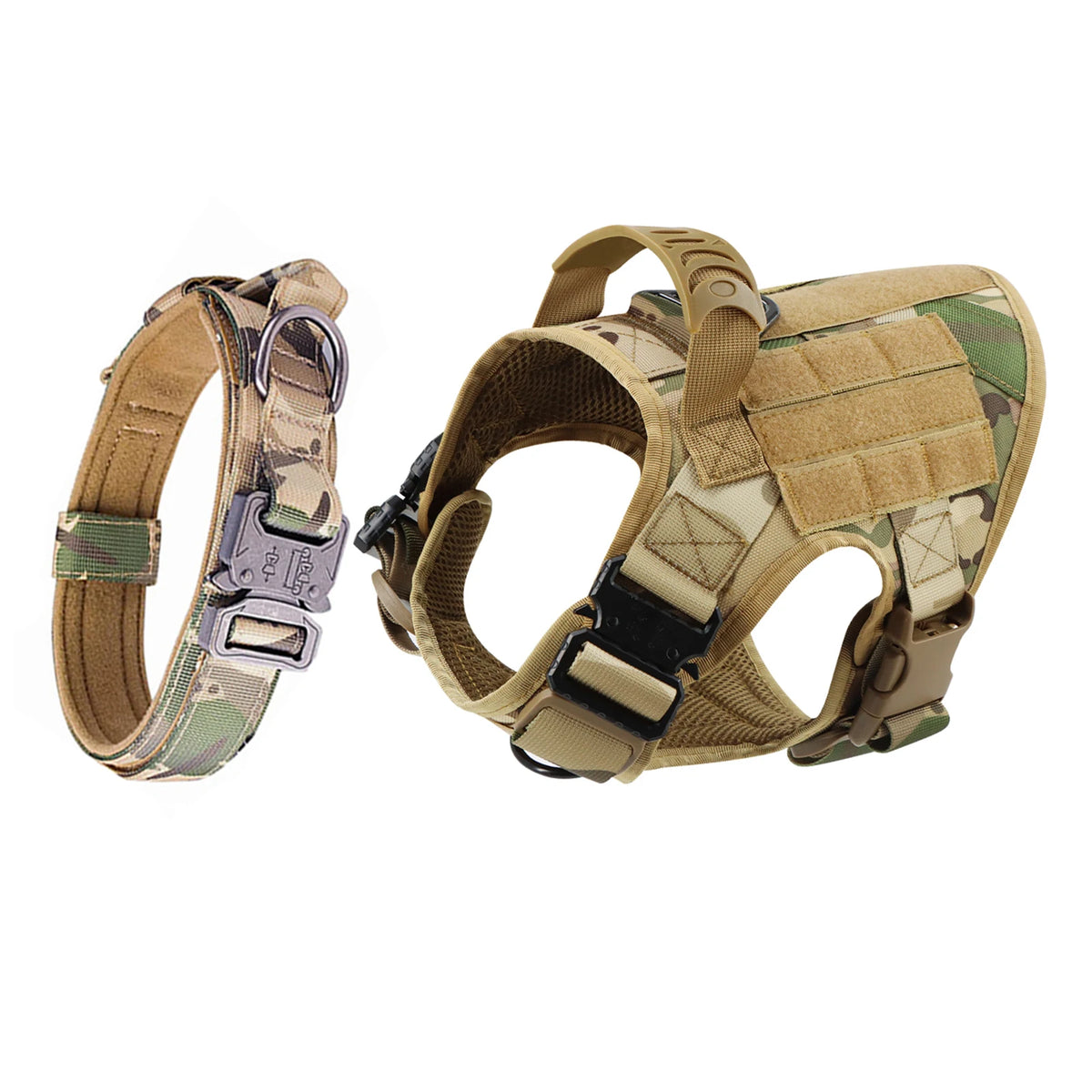 Adjustable Tactical Nylon Dog Harness And Collar Set For Training