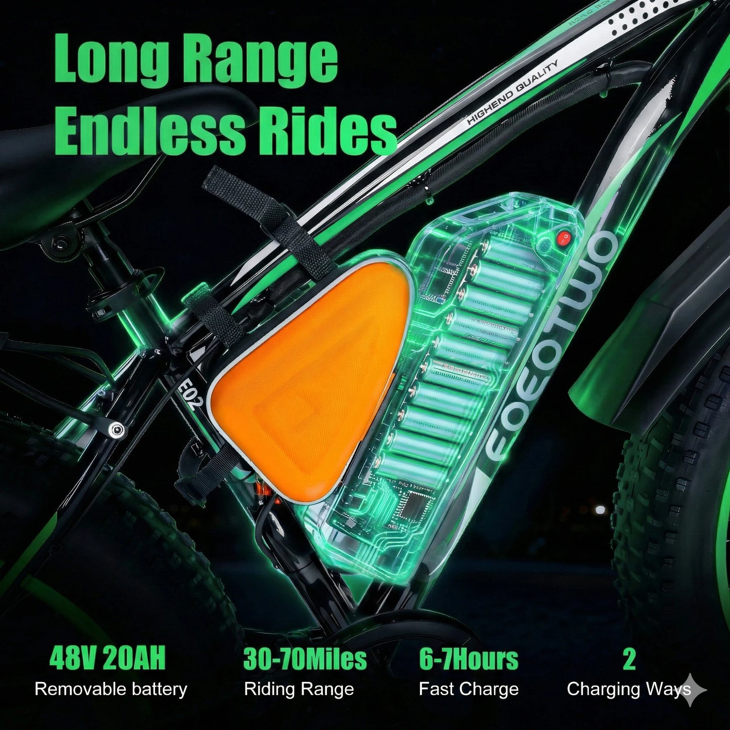 EOEOTWO Fat Tire Electric Bike 48V 20Ah Battery 1000W Motor