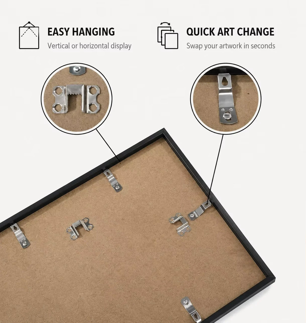 Premium Aluminum Picture Frame Set With Mat For Wall Display