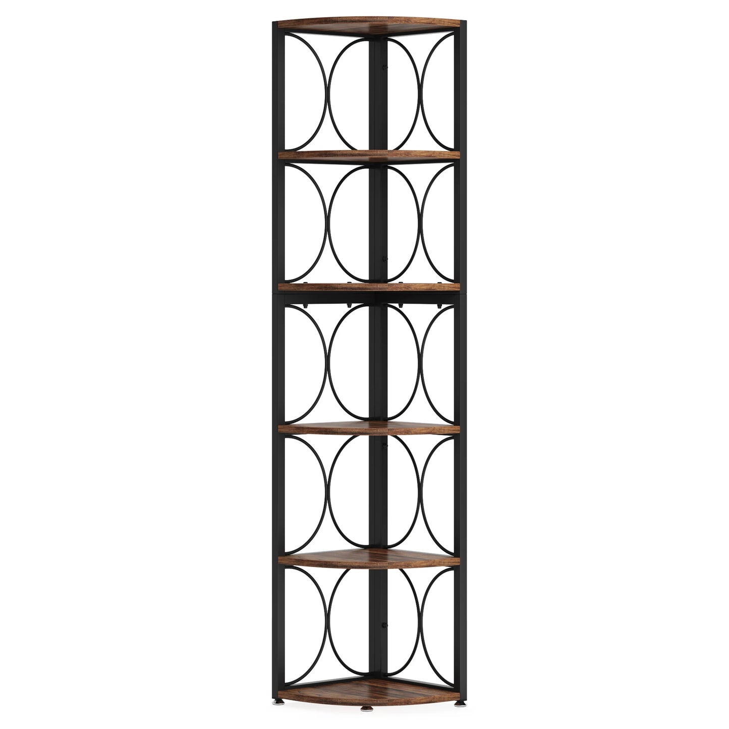 Tribesigns Tall Corner Shelf Unit Rustic Wood Bookshelf Storage