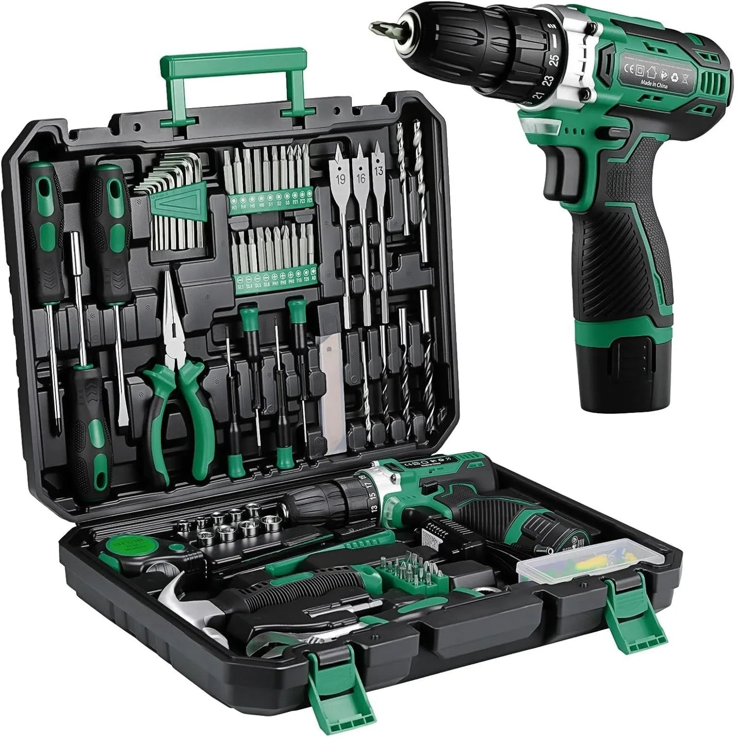 TLGREEN 138 Pieces Power Tool Set With 12V Cordless Drill