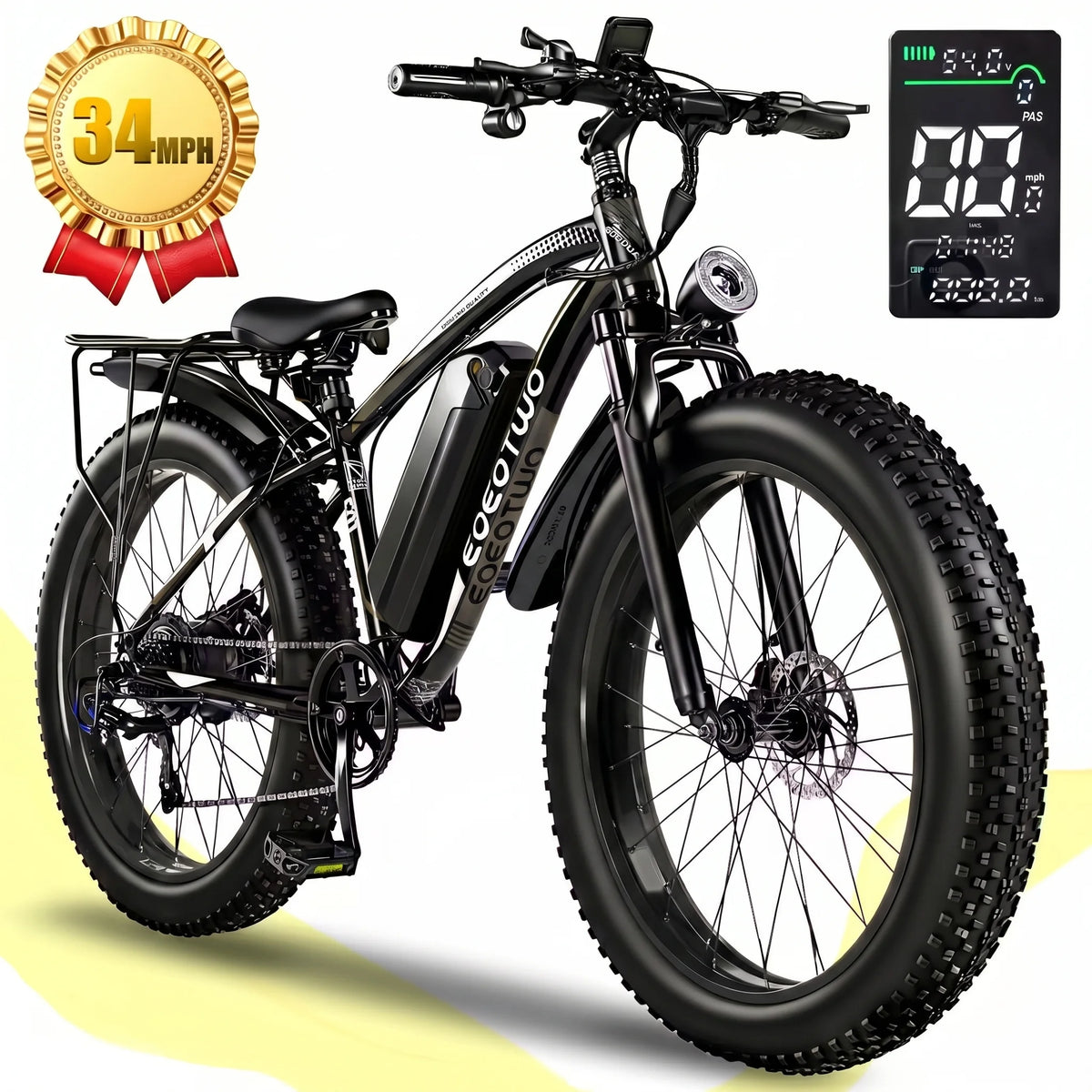 EOEOTWO 1500W All Terrain Electric Mountain Bike Dual Disc Brakes
