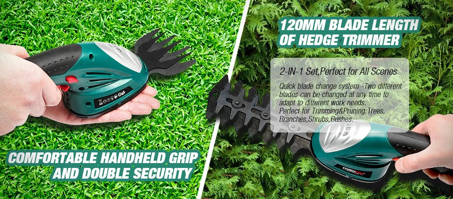 POSENPRO Cordless 2 In 1 Grass Shears And Hedge Trimmer
