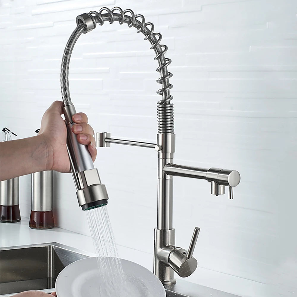 DQOK Spring Pull Down Kitchen Faucet With Dual Spout