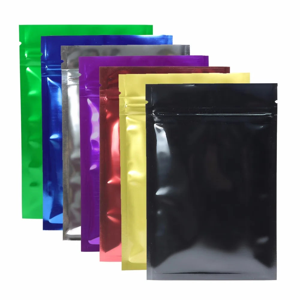 VoluPack Flat Aluminum Foil Mylar Ziplock Pouches Glossy Storage Bags