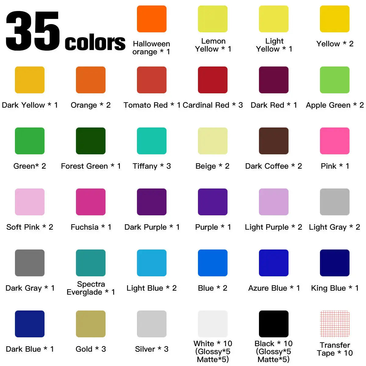 HTVRONT Permanent Adhesive Vinyl Bundle With Transfer Tape Sets