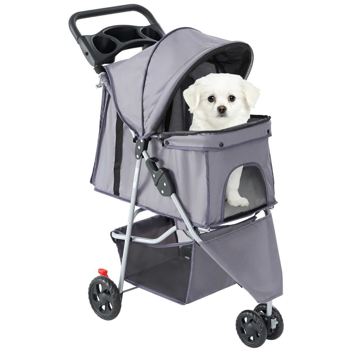 DUMOS Three Wheel Foldable Pet Stroller With Mesh Windows