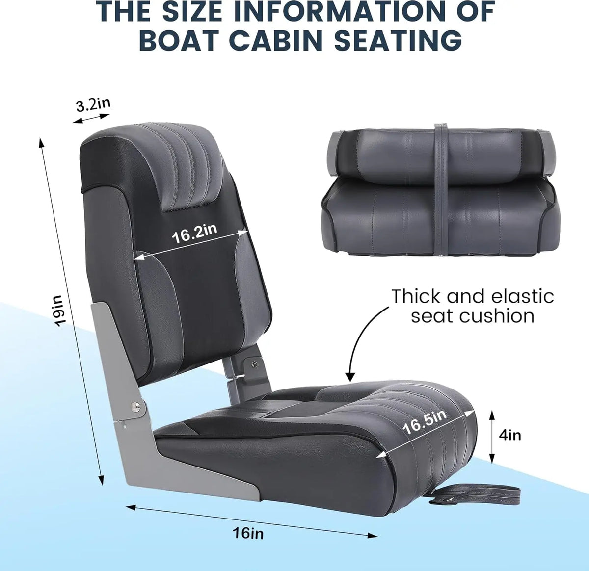 Twister Folding Boat Seat With High Back And Foam Cushion