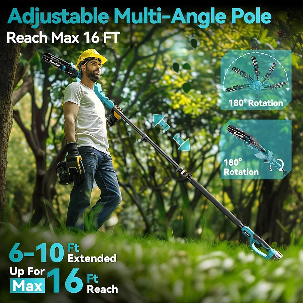 Seesii 2-In-1 Cordless Pole Saw And Mini Chainsaw Extension Pole