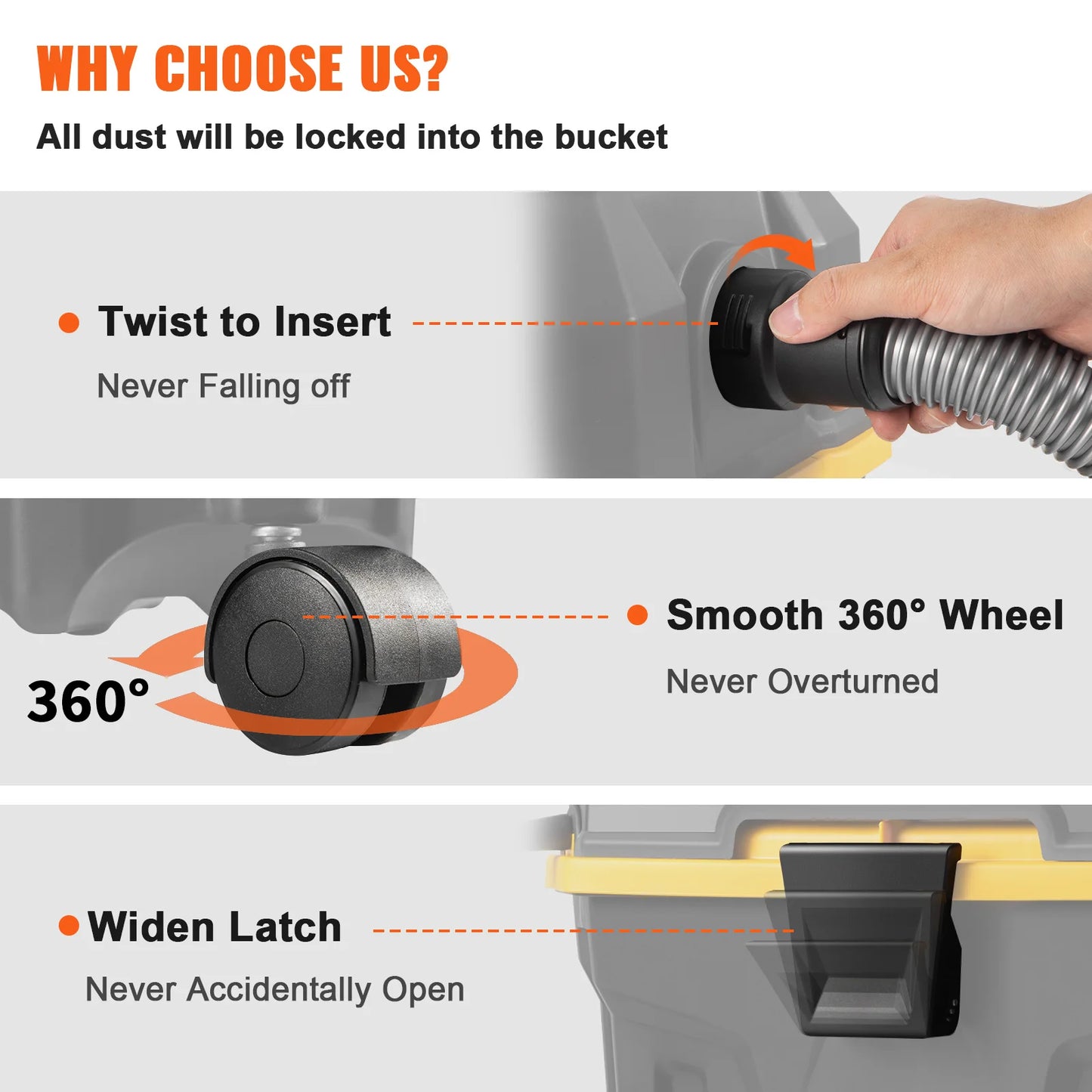 SucceBuy Wet And Dry Vacuum Cleaner 1200W Powerful Suction