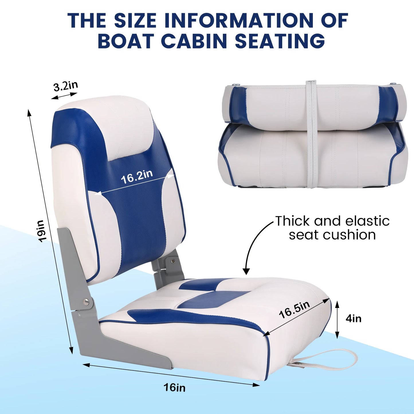 Premium Heavy Duty Folding Boat Seat With Thick Padded Cushion