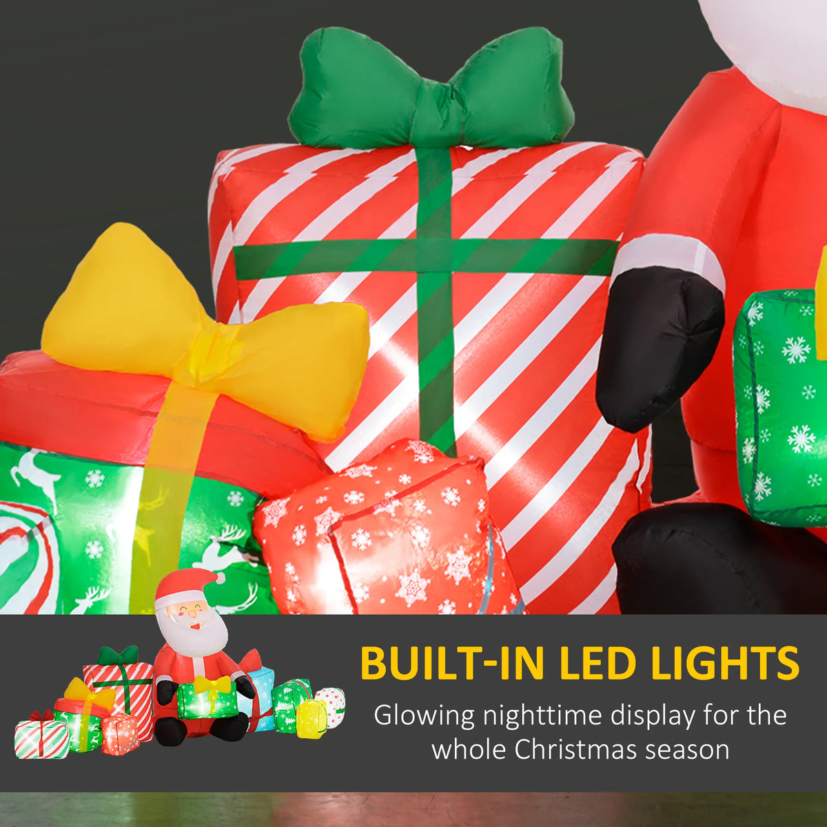 Outsunny Christmas Inflatable Santa Claus Gift Boxes And LED Lights
