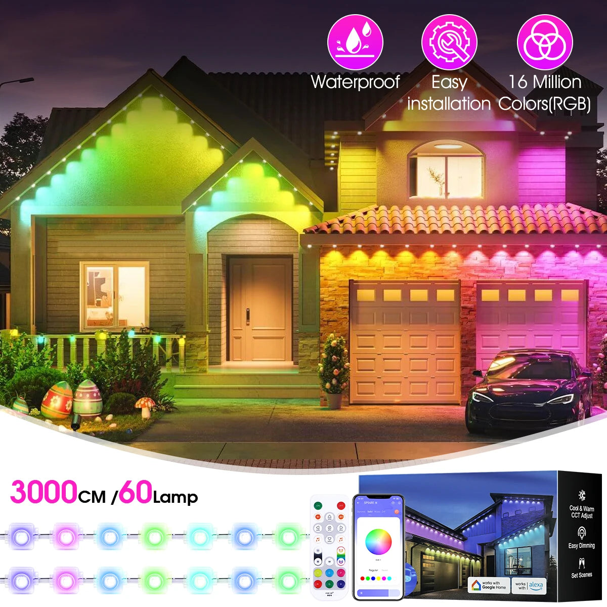 Aiopp RGBIC Outdoor Lights IP67 Waterproof With 100 Scene Modes