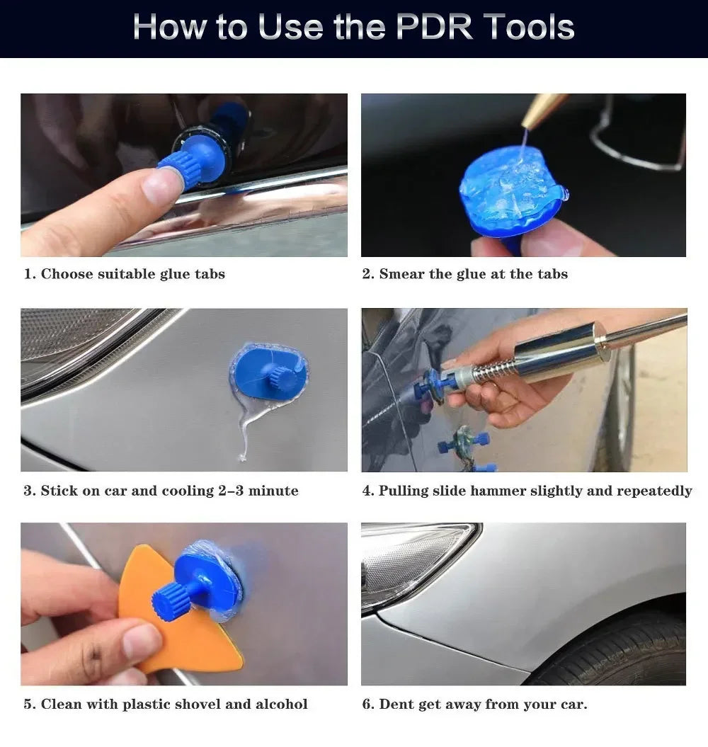 Paintless Dent Repair Tools Kit With Puller And Glue Tabs