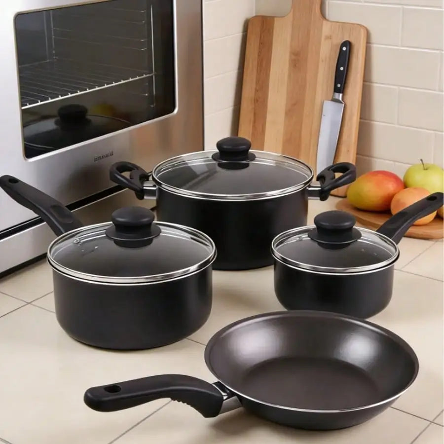 Nonstick Pots And Pans Cookware Set With Tempered Glass Lids