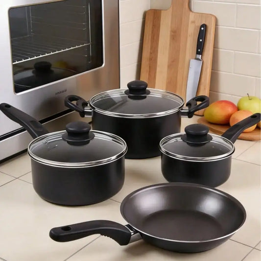 Nonstick Pots And Pans Cookware Set With Tempered Glass Lids