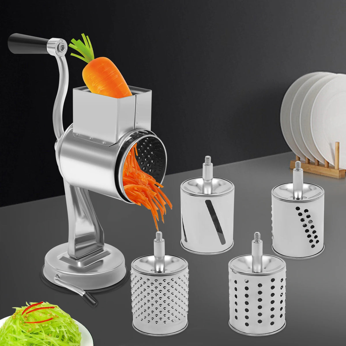 Stainless Steel Manual Rotary Grater With Five Sharp Blades