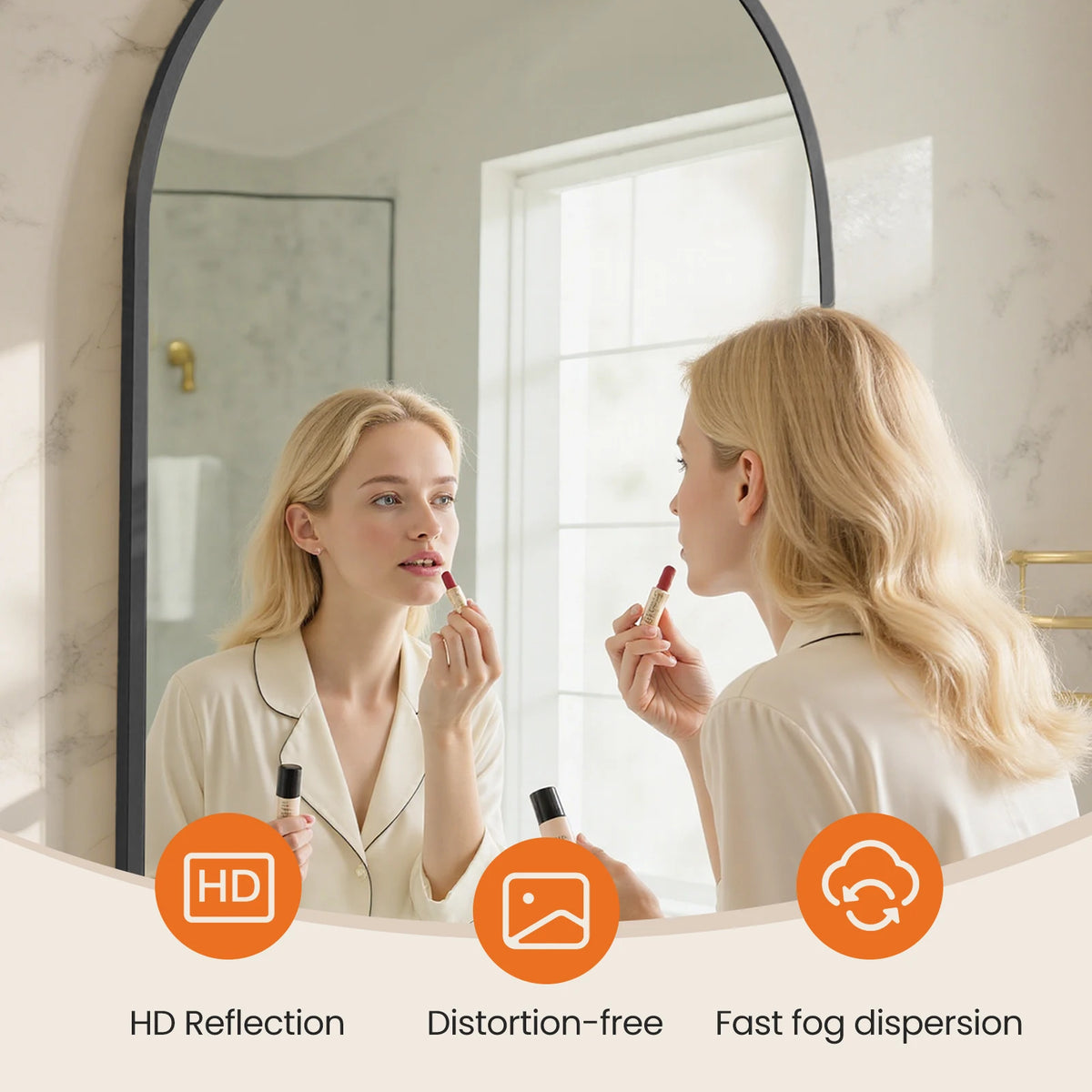MCQ Arched Wall Mount Bathroom Mirror With Aluminum Frame