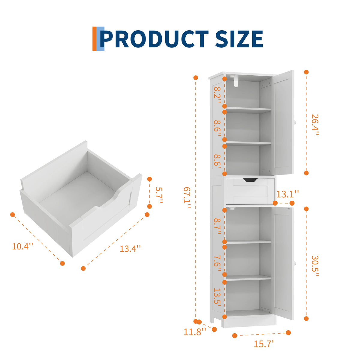 Slim Vertical Bathroom Storage Cabinet With Space Saving Organizer