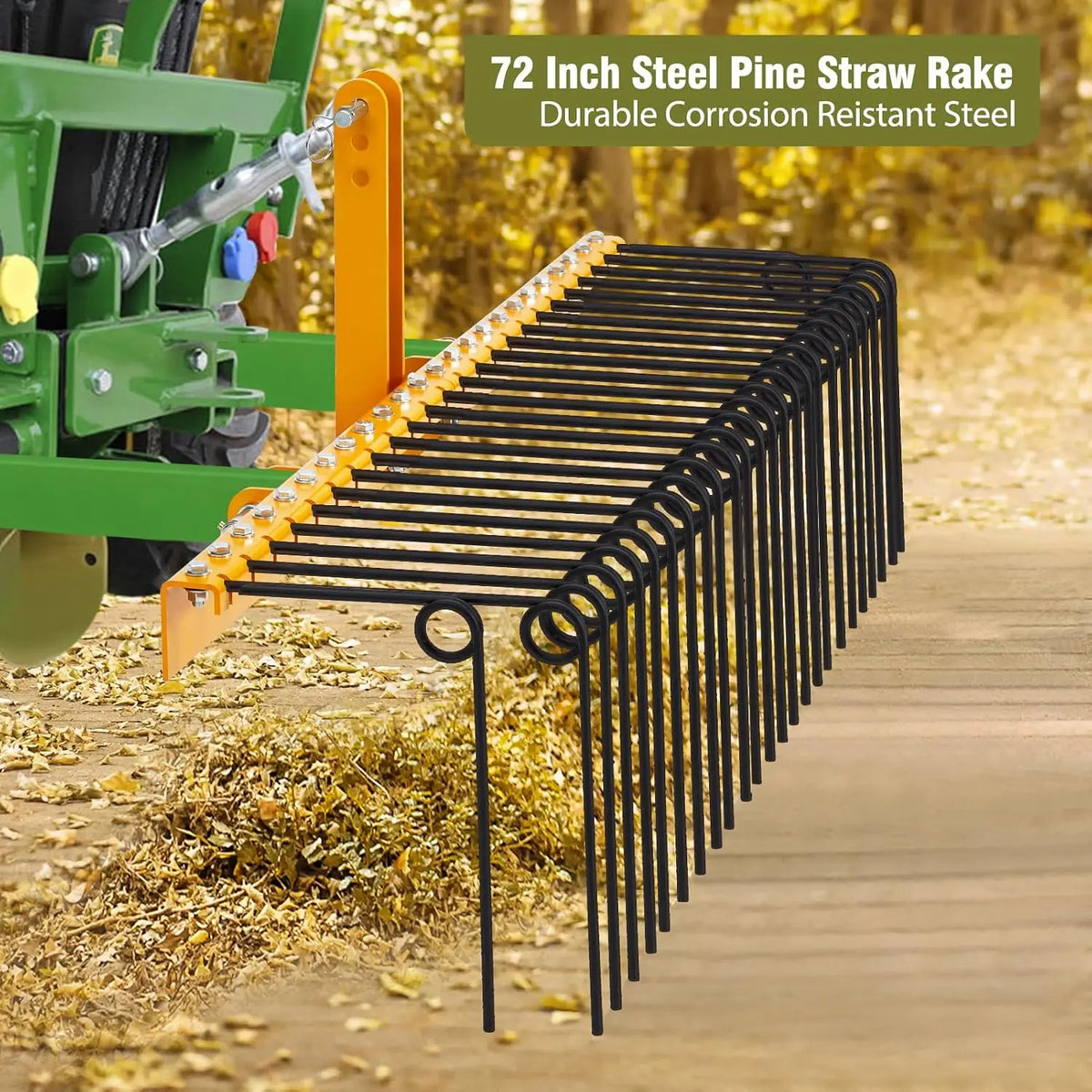 Farming Landscape Rake With 30 Spring Tines For Tractor Cleanup
