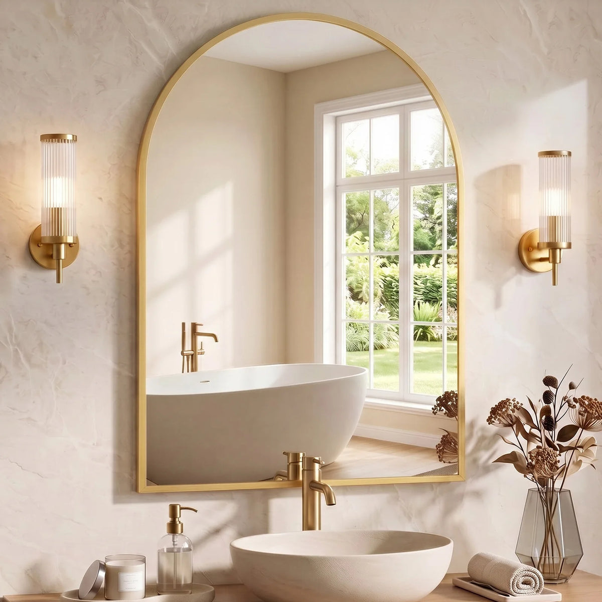 MCQ Arched Wall Mount Bathroom Mirror With Aluminum Frame