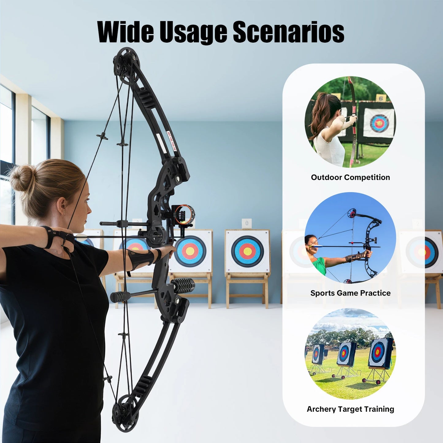 Compound Bow Hunting Kit With 12 Arrows And Adjustable Draw