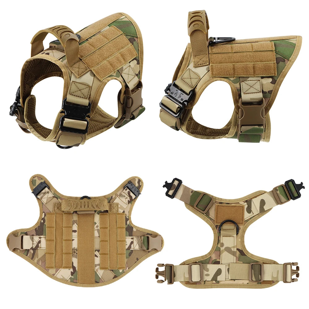 Durable Tactical Dog Harness And Leash Set No Pull For Large Dogs