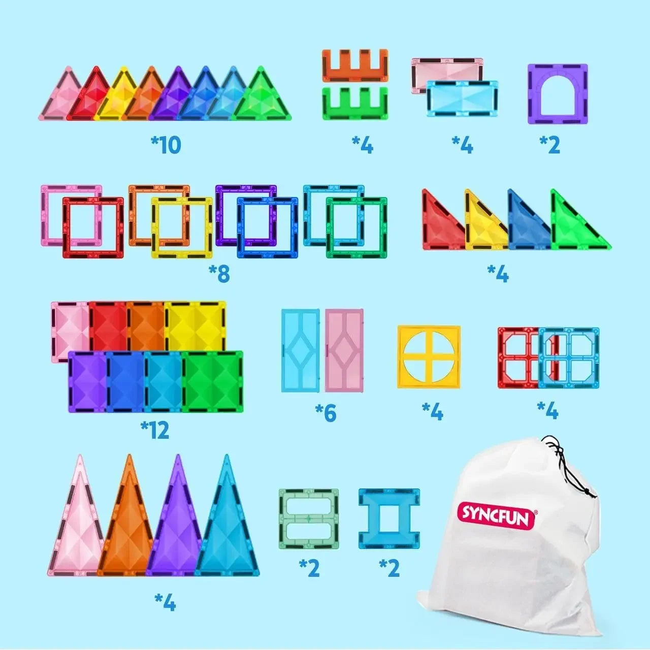 Joyfy 66 Piece Magnetic Building Tiles STEM Toy For Kids