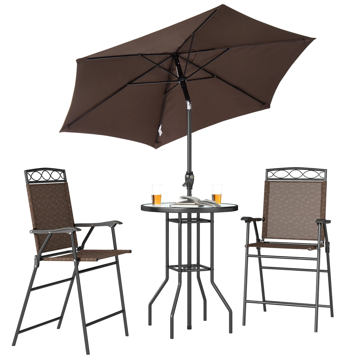 Outsunny 4 Piece Outdoor Patio Dining Set Table Chair Umbrella