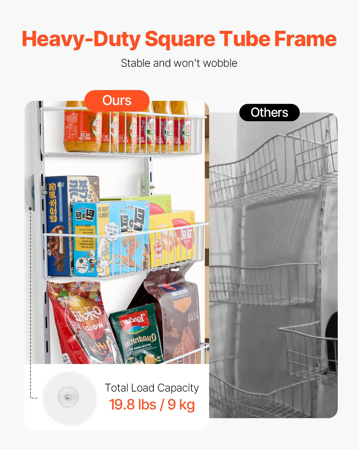 SucceBuy Adjustable Over Door Pantry Organizer With Heavy Duty Steel Spice Rack