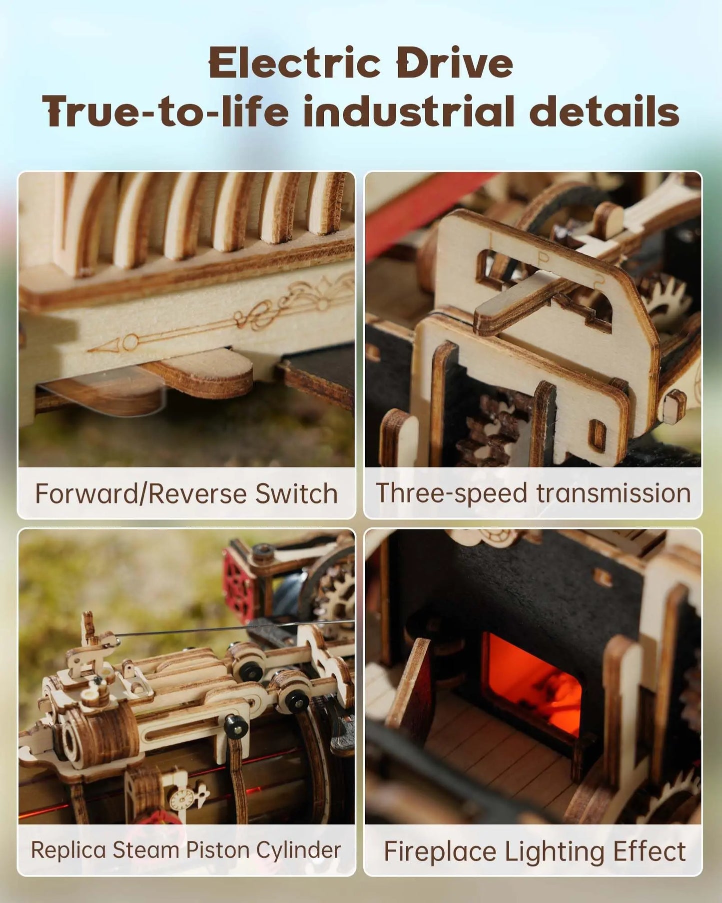 Robotime Rokr Tractor Locomotive 3D Wooden Puzzle Steam Engine